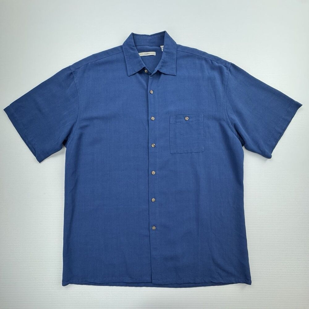 Moda Campia Moda Mens Blue Button Front Shirt Rayon Blend Size L